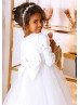 White Satin Tulle Minimalist Flower Girl Dress